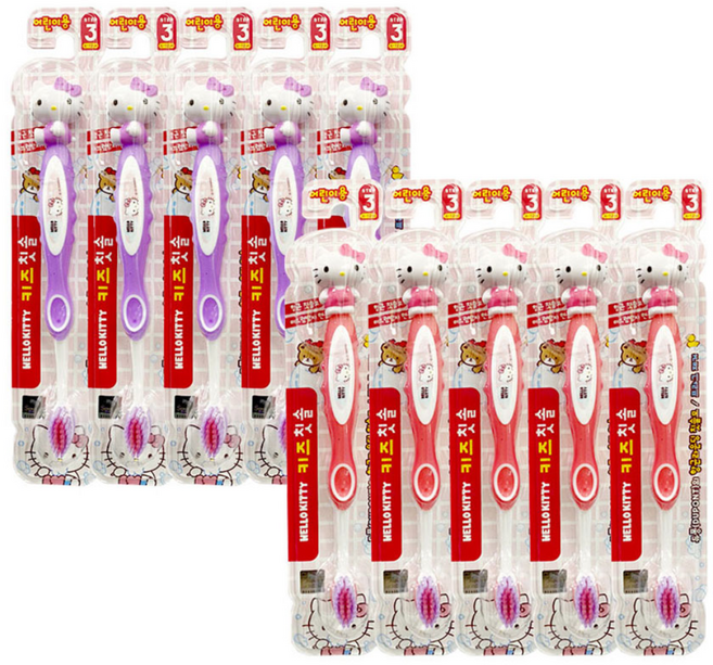 아텍스 헬로키티 피규어 어린이칫솔 Step3, 혼합색상, 1개입, 10개