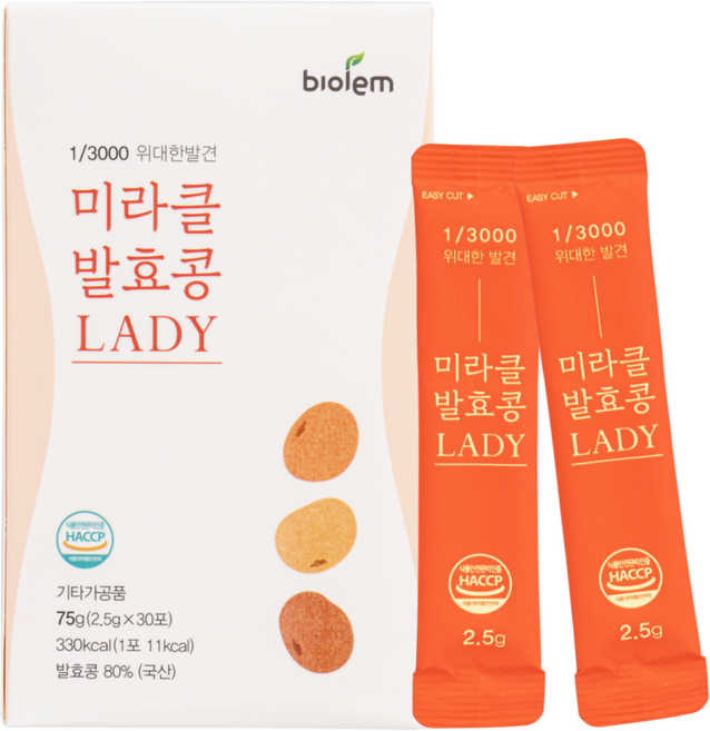 국산 청국장가루 간편하고 맛있는 스틱형 미라클발효콩 30포, 1박스, 75g