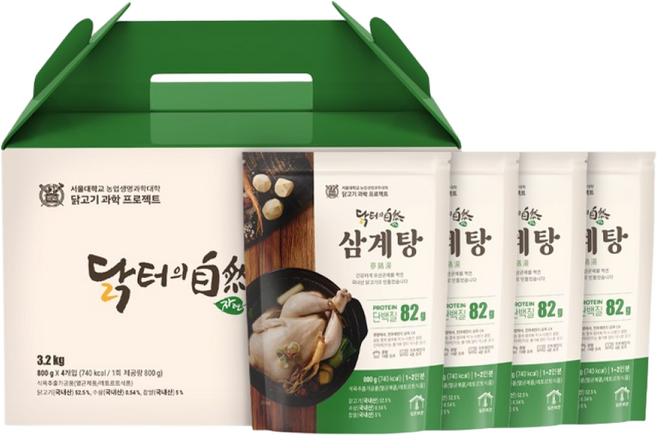 마니커 닭터의자연 삼계탕 (상온보관) 국내산, 800g, 4개