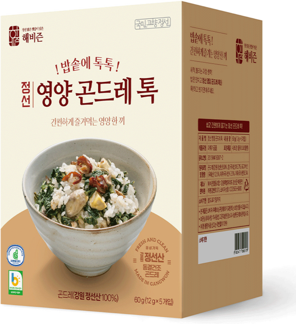 해비즌 강원도 정선 동결건조 영양 곤드레 톡 8g x 5개입 10인분 더덕 밤 표고버섯, 12g x 5개입, 1개