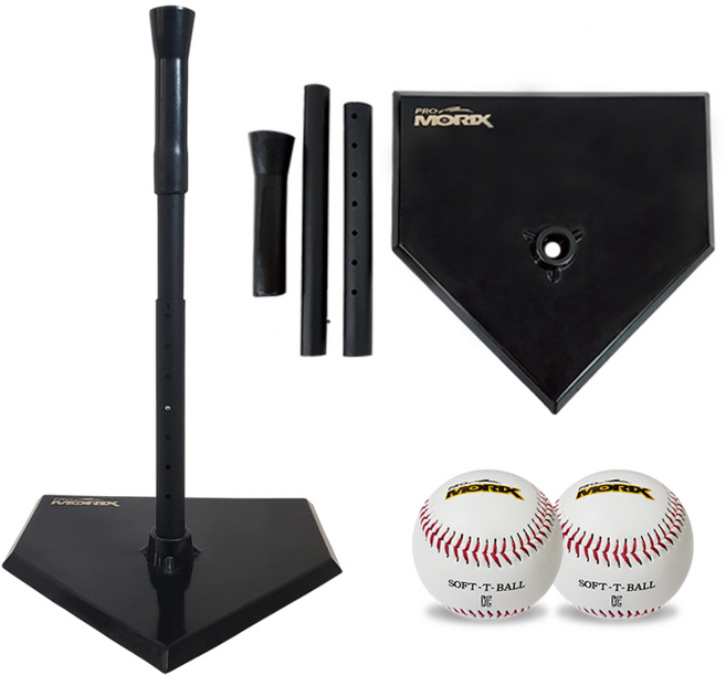 야구타격연습기 배팅티 티볼대+안전야구공 2입 배팅연습, 혼합색상, 1개