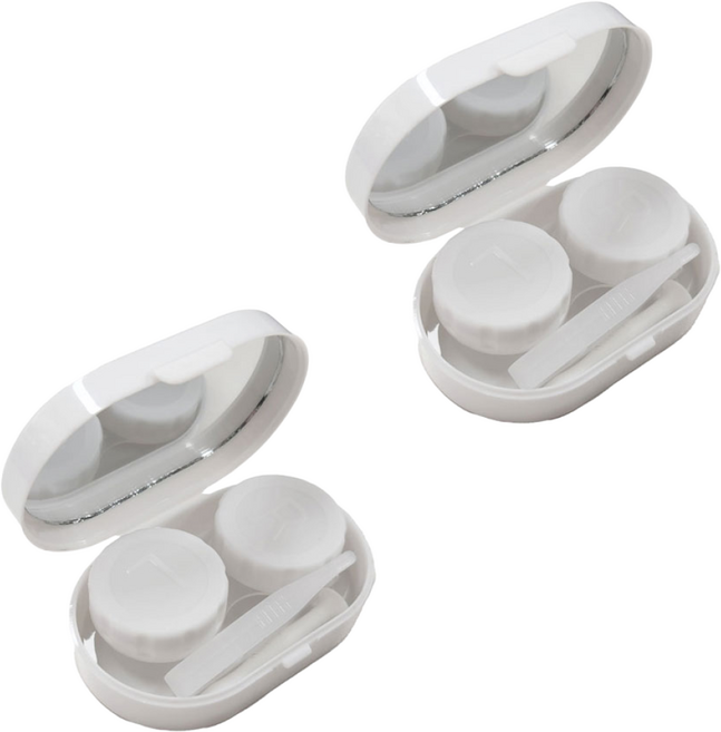 리르베르 1+1 파스텔 렌즈 케이스, 화이트, 2개