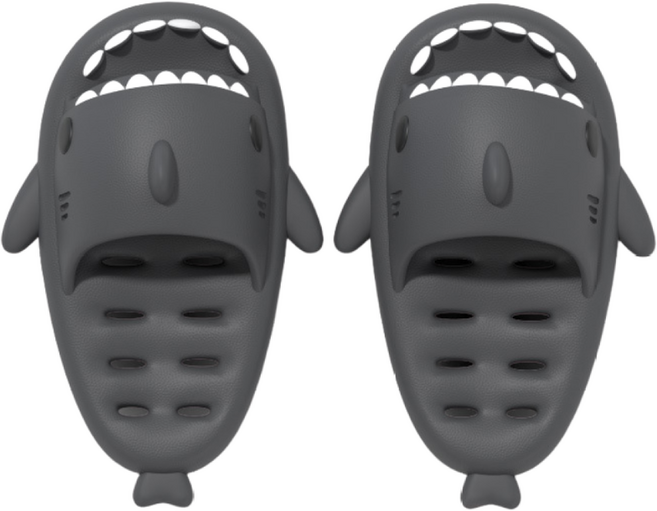 딜라이트홈 상어 EVA 폭신한 미끄럼방지 물빠짐 욕실화 슬리퍼 실내화, 1개, 블랙