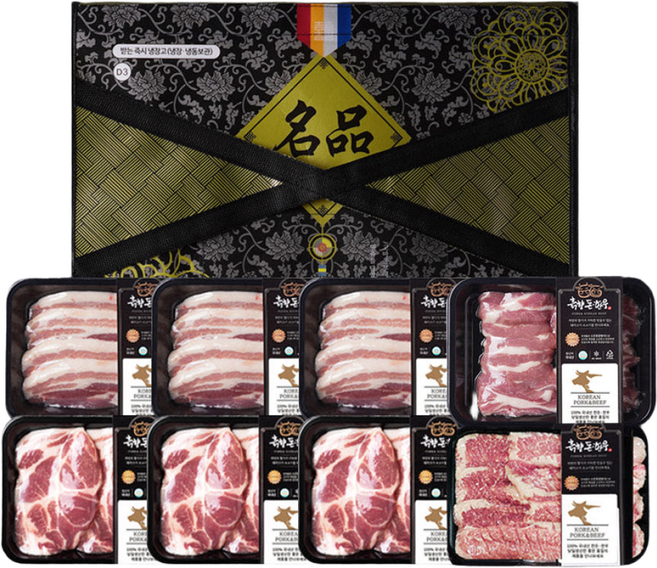한돈선물세트 6호 냉장 삼겹살+목살+항정살+가브리살 3.8kg 고기선물세트 흙향돈한우, 1세트