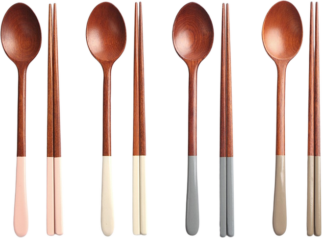 숨쉬는나무 파스텔 옻칠 수저 4인세트, 핑크 + 크림 + 그레이 + 모카, 수저4개 + 젓가락4개, 1개