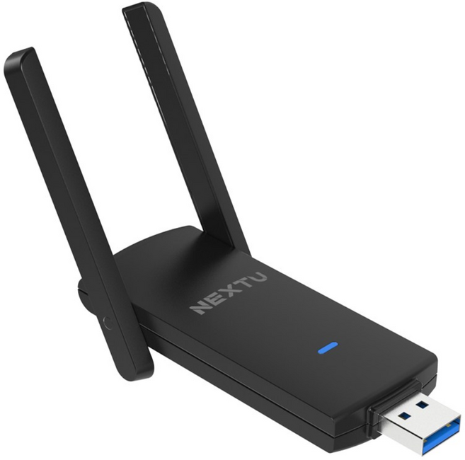 넥스트유 1300Mbps 듀얼 안테나 USB 타입 외장형 무선 랜카드, NEXTU 1305AC-AT]블랙[, 1개