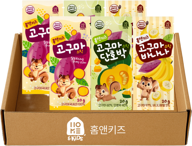 홈앤키즈 고구마스틱 고구마20g 2개+바나나20g 2개+단호박20g 2개