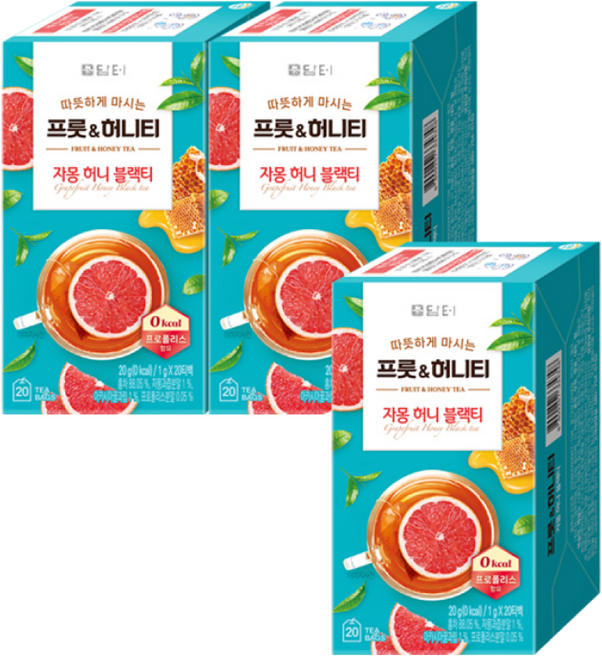 담터 프룻 앤 허니 자몽허니블랙티, 1g, 20개입, 3개