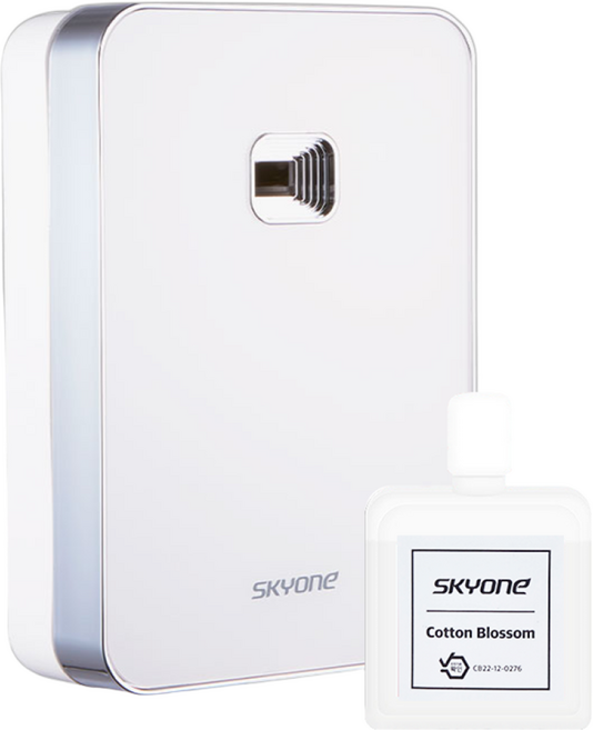 스카이원 방향제 자동 분사기 화이트 + 리필액, 1세트, 210ml, 코튼블라썸