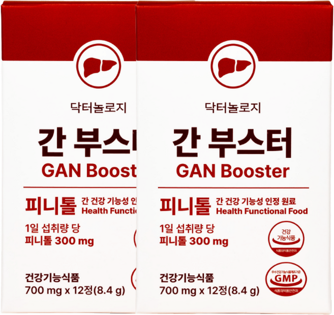 닥터놀로지 간부스터 의사개발 간건강기능식품 피니톨 밀크씨슬 간건강 실리마린, 12정, 2박스