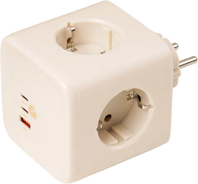 지클릭커 C타입 PD 충전 3포트 4구 접지 컬러 4000W 고용량 큐브 멀티탭 콘센트 BL-403PD, 1개, 4구 큐브 콘센트 크림 베이지, 7.6cm