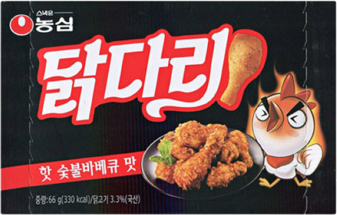 농심닭다리 핫 숯불바베큐 맛, 1개, 66g