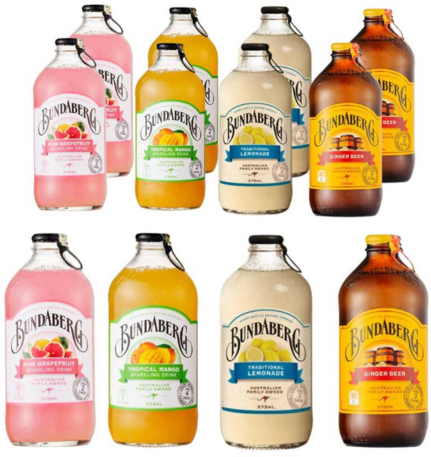 분다버그 핑크자몽3병/트로피컬망고3병/레몬에이드3병/진저비어3병, 12개, 375ml