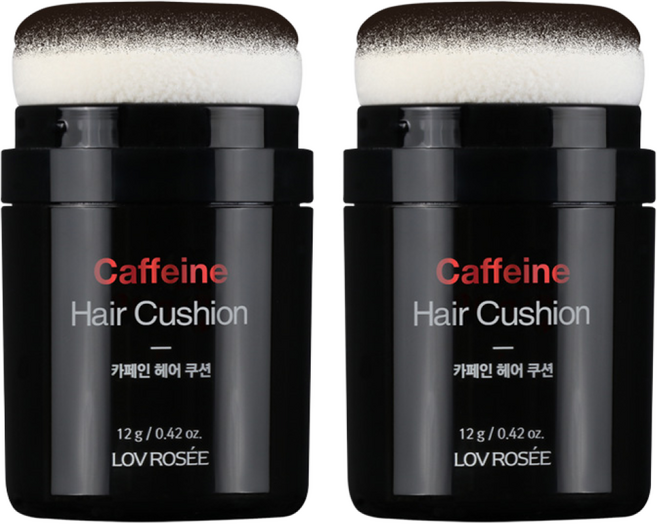 (핫딜/유통기한 25.11.07) 로브로제 카페인 헤어쿠션 12g / 흑채 헤어퍼프, 내추럴블랙(흑갈색), 2개