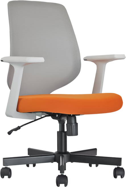 일본정품브랜드 OFFICE . STAR SMALL 사무용 의자 회의실용 학생용 컴퓨터 메쉬 체어, 흰색 +회색 + 주황색