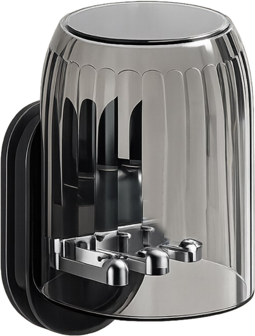 마법의 주머니 무타공 벽걸이 양치컵 홀더 1인용 단컵 칫솔걸이 욕실 양치도구 수납컵, 스모키그레이, 1개