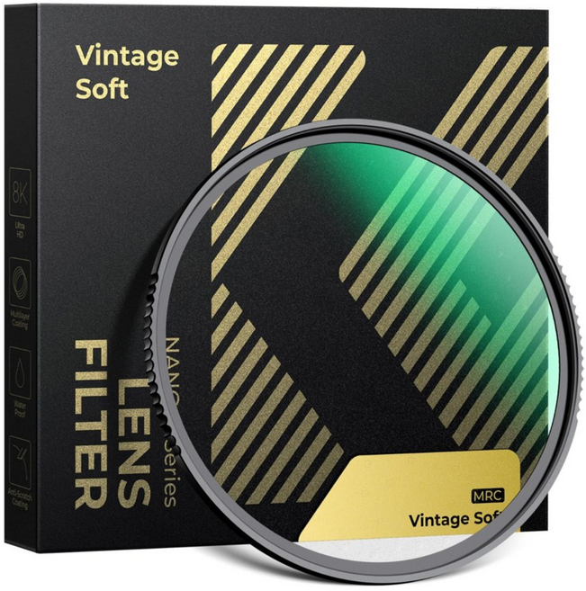 K&F NANO X-cel 빈티지 소프트 렌즈 필터 28층 나노 코팅 시네마틱 효과 인물 사진 영상용 피부 보정 광원 번짐 효과 방수 스크래치 방지 초슬림 미끄럼 방지 프레임, 1개, 49mm