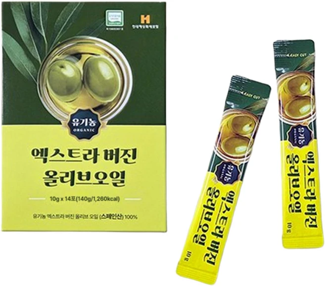 웰러스 유기농 프리미엄 엑스트라 버진 올리브 오일 스틱 10g 14포, 14개 - 쿠팡