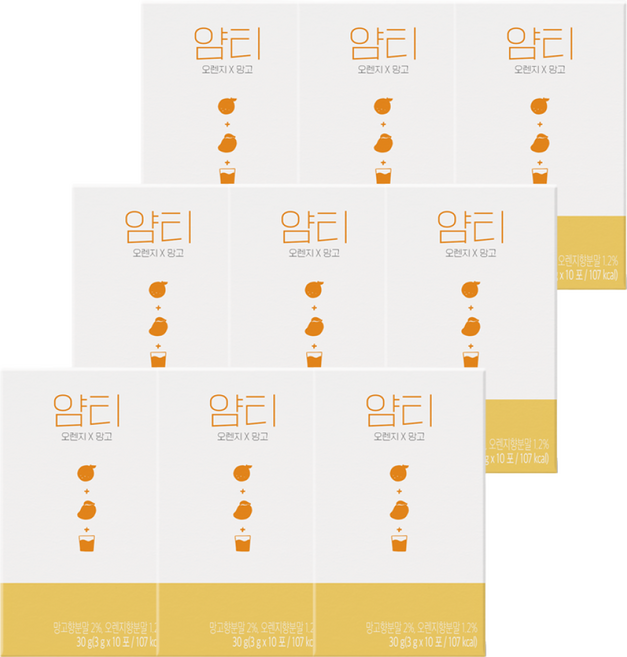 얌티 오렌지 망고, 3g, 10개입, 9박스