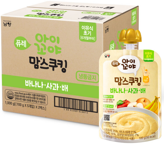아이꼬야 맘스쿠킹 이유식 6개월부터, 100g, 10개, 바나나사과배