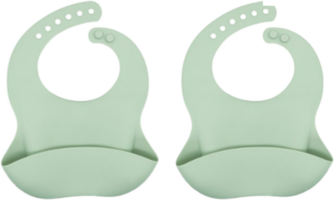 아트릴리 아기 실리콘 턱받이 2종 세트, 1세트, 2개입, 그린+그린