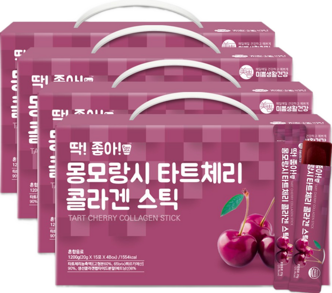 미쁨생활건강 딱좋아 몽모랑시 타트체리 콜라겐 젤리스틱, 1.2kg, 4개