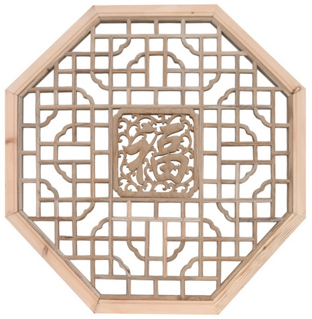 호가 통원목 고궁문살 팔각 원형 정사각 벽장식 전통장식, 통원목 고궁문살 80x80_팔각