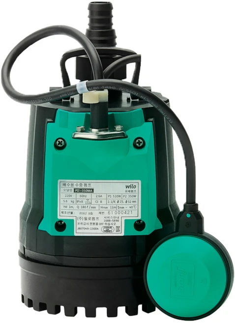 PD-350MA 윌로펌프 플로트스위치타입 자동 볼류트형 배수용 수중펌프, 1개 - 쿠팡