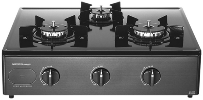 나비엔매직 3구 가스레인지 전면배터리 안심센서 4단계화력 에코 가스렌지, LNG, GRF-6103ND/PD