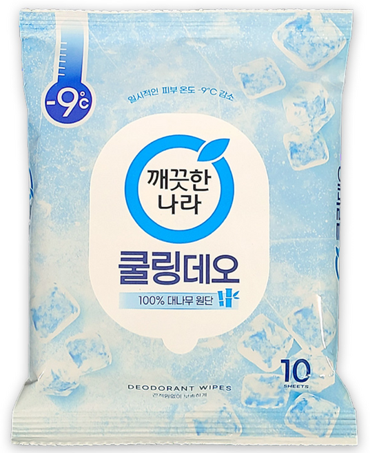 깨끗한나라 페퍼민트 쿨링 휴대용 데오티슈 10p, 66g, 1개