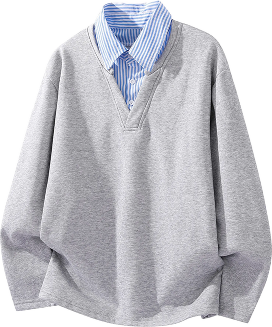 스타일닥터 남성 춘추 브이넥 맨투맨 스트라이프 긴팔상의