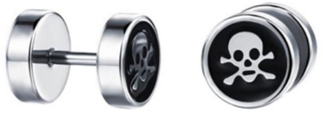 에르모사제이 맨즈 ME002 써지컬 스틸 원형 해골 남자 피어싱 귀걸이