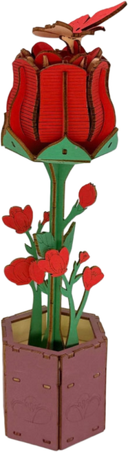 루캔필 DIY 우드퍼즐 입체 나무, 1개, 혼합색상-장미, 63피스