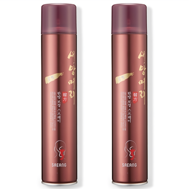 1+1 강력고정 가스 보정 헤어스프레이 앞머리 고정 잔머리 픽서, 300ml, 2개