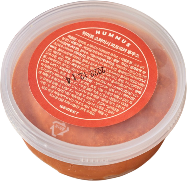 위미트 그릭 후무스 스파이시 파프리카 식물성 단백질 스프레드, 6개, 150g