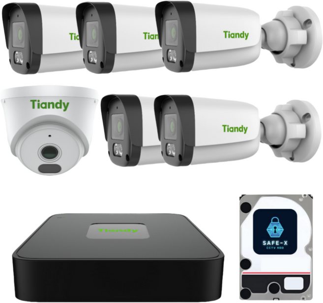 티앤디 IP CCTV 6채널(2TB) 가정용 CCTV 자가설치 실내 실외 매장 사무실카메라, 녹화기+실내1실외5+HDD2TB+20M케이블6, 1개
