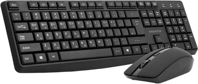 스마텍 무선 키보드 마우스세트, 블랙, STC-250