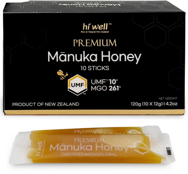 UMF10+ (MGO261+) 하이웰 뉴질랜드 마누카꿀 스틱 12gx10포, 1박스, 120g - 쿠팡