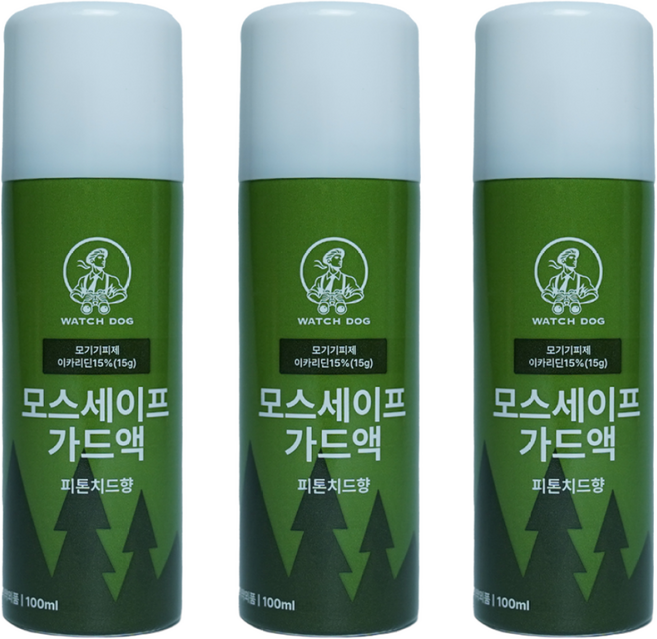 와치독 이카리딘 15% 천연 임산부 뿌리는 모기기피제 기내반입 모기약 모기퇴치제, 3개, 100ml