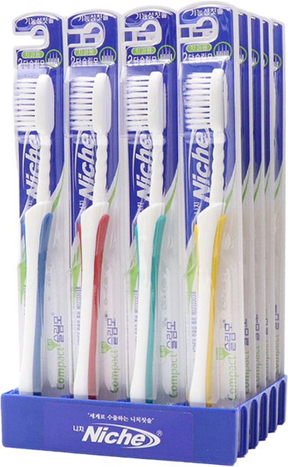 니치 콤팩트 틈새 2단 슬림모 칫솔 랜덤발송, 1개, 20개입