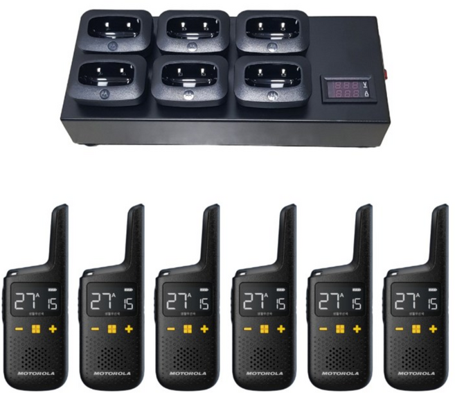 모토로라 디지털 생활무전기 블랙 6대+6구 멀티충전기, 1개, 모토로라 블랙 6대+6구 멀티충전기