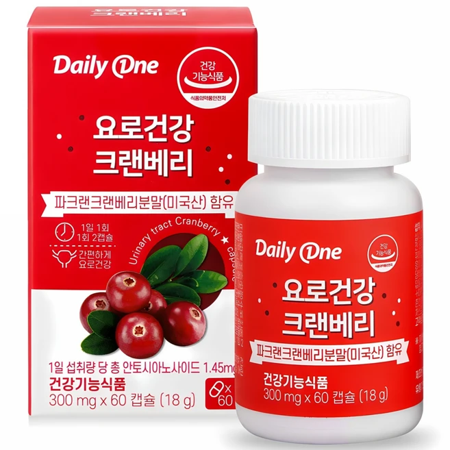 데일리원 요로건강 크랜베리, 60정, 1개 - 쿠팡