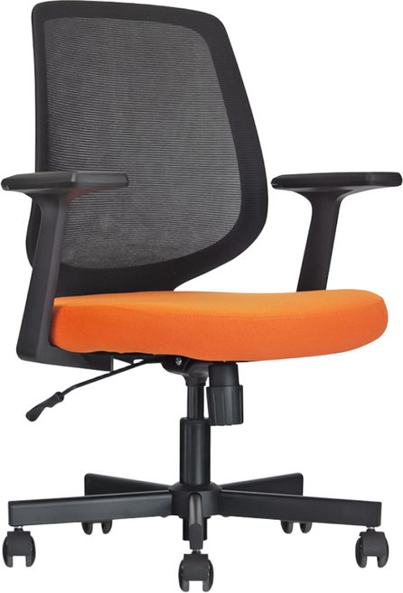 일본정품브랜드 OFFICE . STAR SMALL 사무용 의자 회의실용 학생용 컴퓨터 메쉬 체어, 흑색 + 흑색 + 주황색