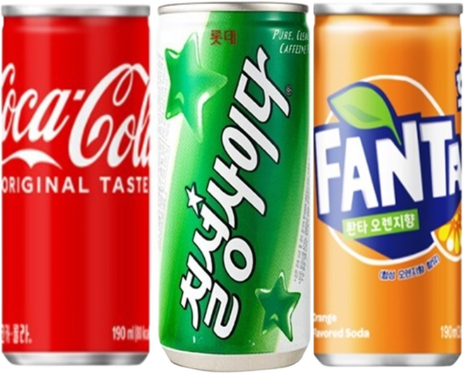 탄산음료 코카콜라 사이다 환타 3종 60캔 묶음, 190ml, 60개