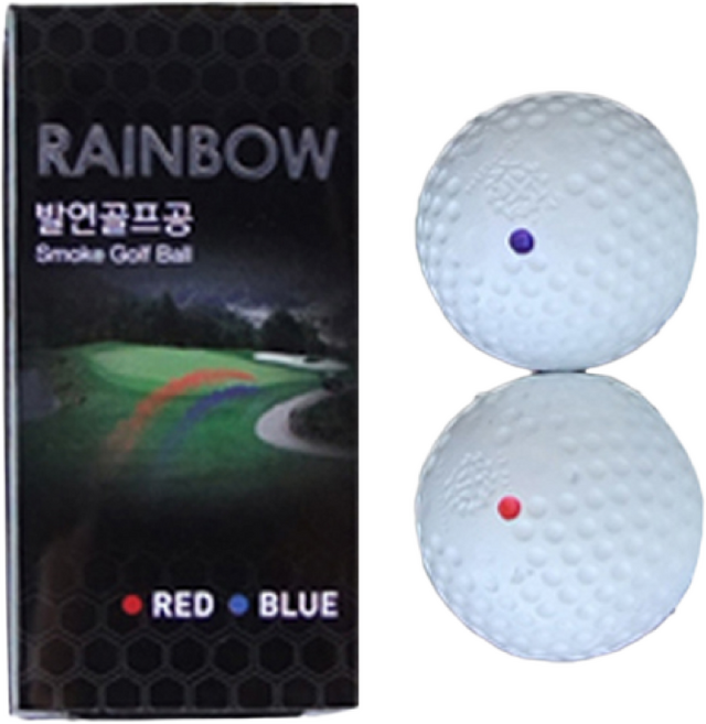 정품볼 레인보우 발연골프공 2구(블루1+레드1) 스모크볼 시구볼 시타볼, 1세트, 혼합2구