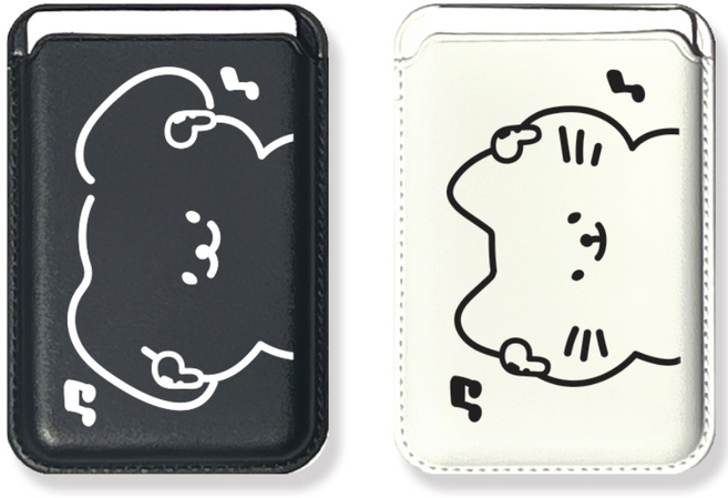 맥세이프 카드지갑 사운즈굿 댕냥 커플 우정 디자인 아이폰 가죽 카드 지갑 맥세이프지갑 교통카드, 1개, 블랙-사운즈굿 냥이