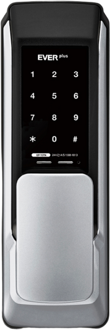 에버넷 무타공 푸시풀 도어락 에버플러스 EP-101 실버 고객직접설치 (번호전용 카드 지문), 1. EP-101N 실버(번호전용)