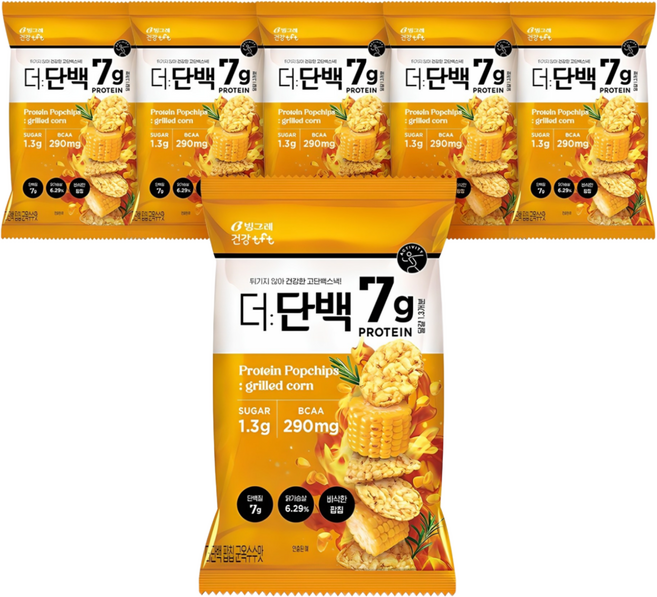 빙그레 더단백 팝칩 군옥수수맛, 44g, 6개