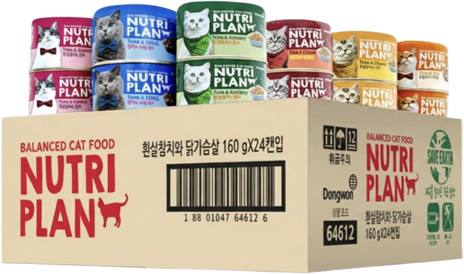 동원 뉴트리플랜 대용량 고양이캔, 24개, 160g, 6종혼합