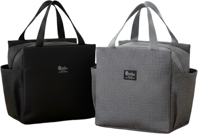 금손키친 데일리 보온 보냉백 도시락 가방 사이드포켓, 블랙, 1개